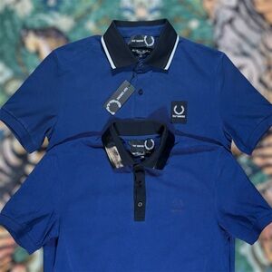 Raf Simons Fred Perry Short Sleeve Polo Shirt Embroidered Blue 38 Bundle Of 2
